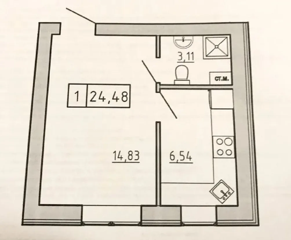 1-кімнатна квартира, 24 м², KEKS Житлове містечко, Авангард