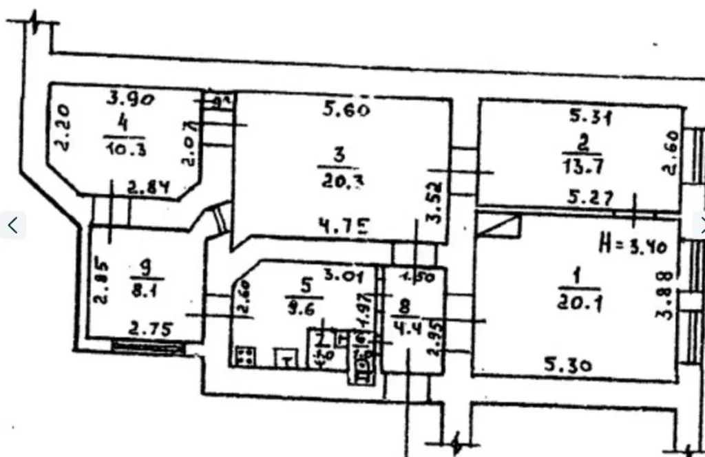 4-кімнатна квартира, 90 м², Центр