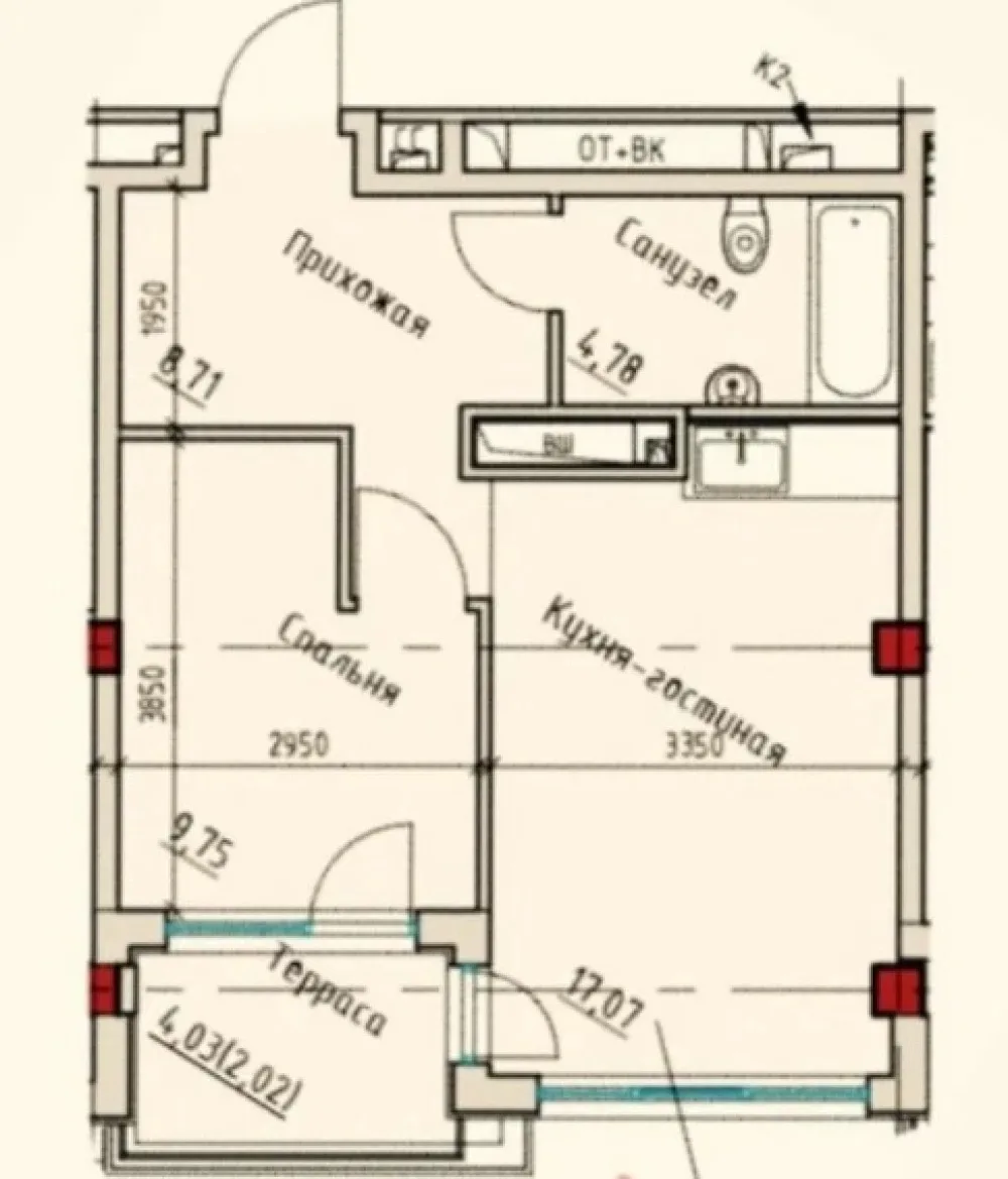 1-кімнатна квартира, 43 м², Центр