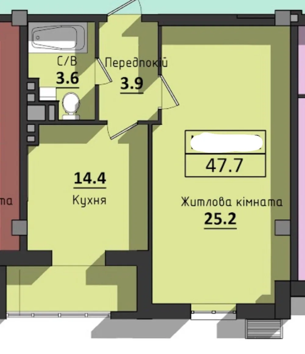 1-кімнатна квартира, 48 м², Сокол, Черемушки