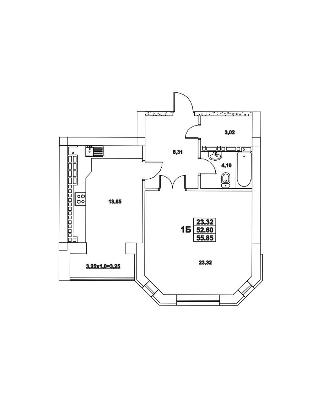 1-комнатная квартира, 56 м², Премиум 4 Моцарт, Крыжановка