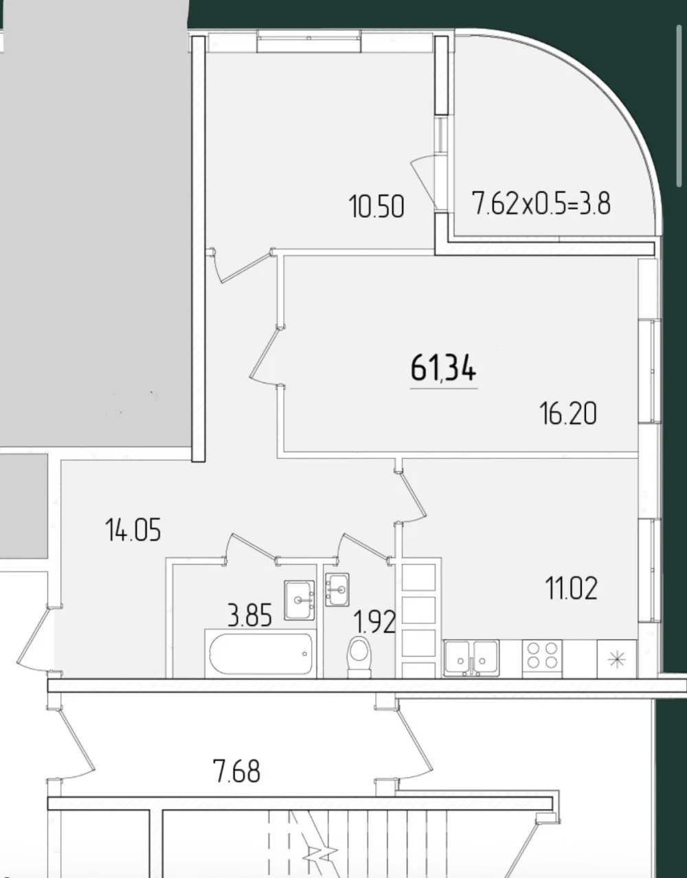 2-комнатная квартира, 61 м², 68 Жемчужина, Фонтан