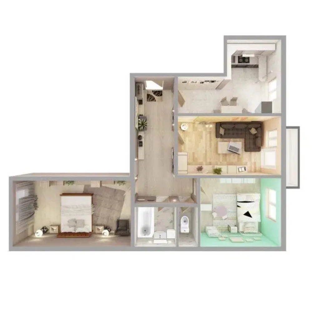 3-кімнатна квартира, 77 м², Котовського