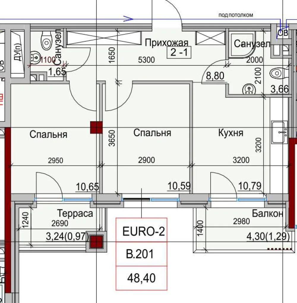 2-room apartment, 48 m², Tairova