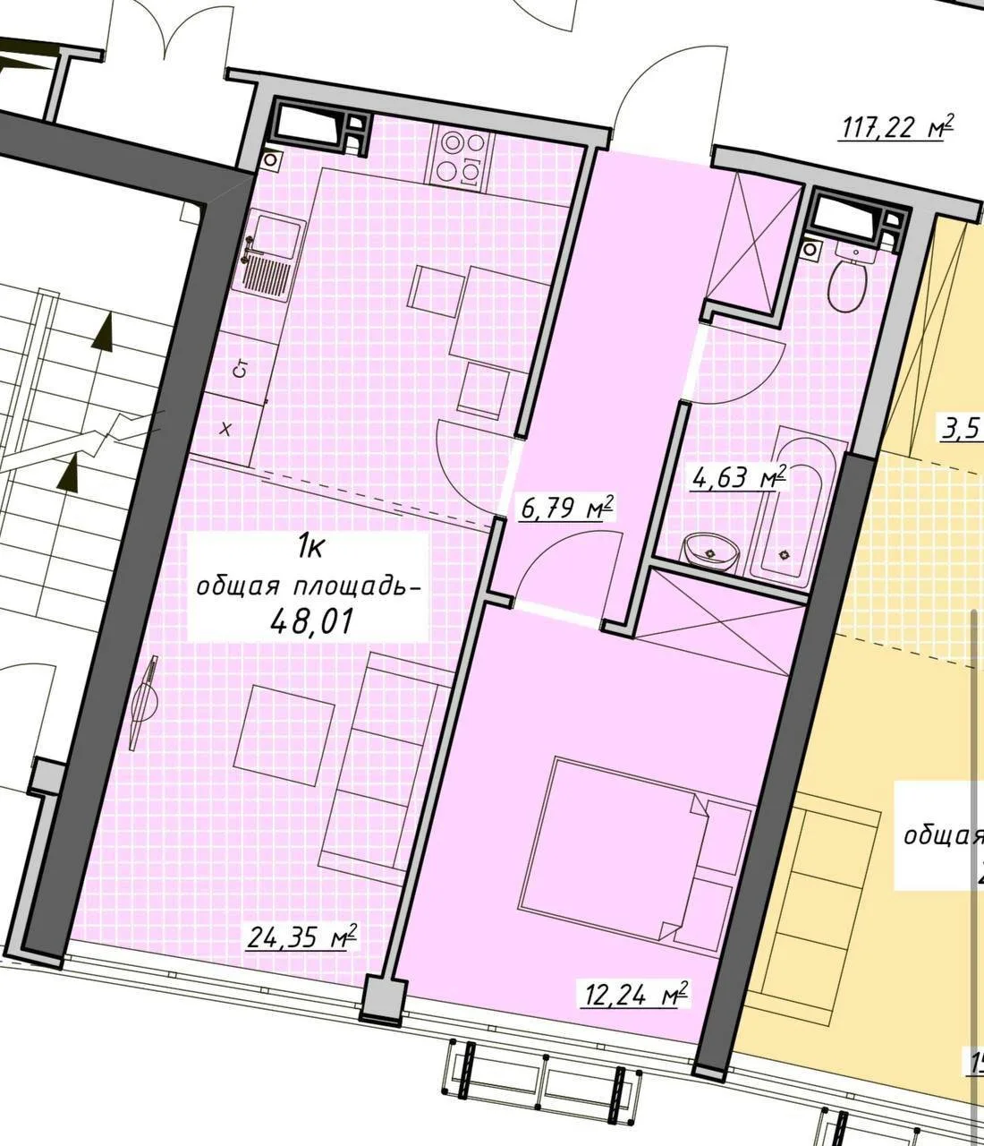 2-кімнатна квартира, 48 м², Атмосфера, Аркадія