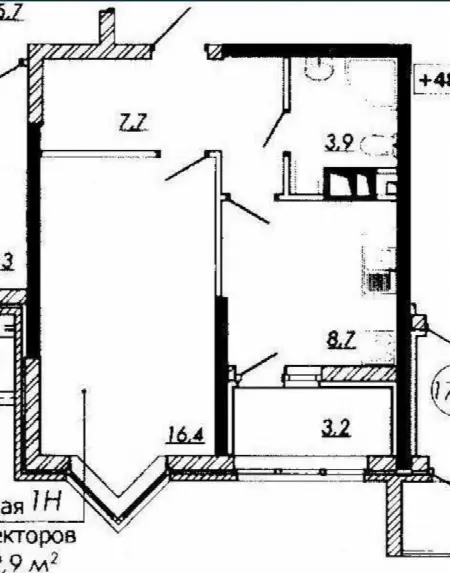 1-кімнатна квартира, 40 м², RealPark, Черьомушки