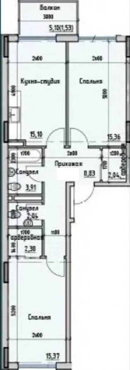 2-кімнатна квартира, 66 м², Простір на Донського, Таїрова