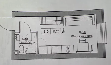 1-room apartment, 17 m², KEKS residential village, Avanhard