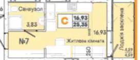 1-кімнатна квартира, 26 м², Акварель 7, Слобідка