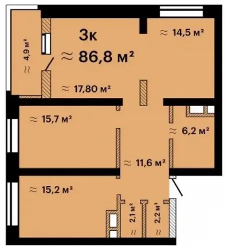 3-кімнатна квартира, 87 м², Альтаїр-3, Таїрова