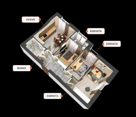3-кімнатна квартира, 57 м², KEKS Житлове містечко, Авангард
