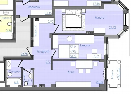 2-кімнатна квартира, 76 м², Консул, Фонтан