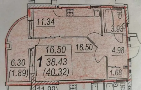 1-room apartment, 40 m², Novie Cheryomushki, Cheriomushky