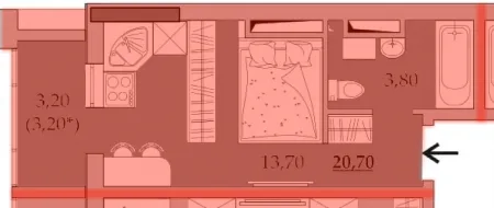 1-кімнатна квартира, 21 м², Таїрова