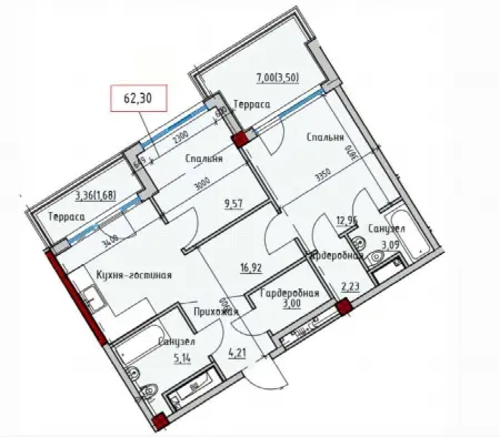 2-кімнатна квартира, 63 м², ITown, Центр