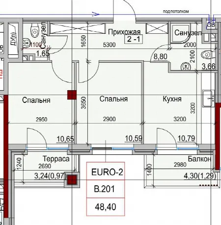 2-комнатная квартира, 48 м², Таирова