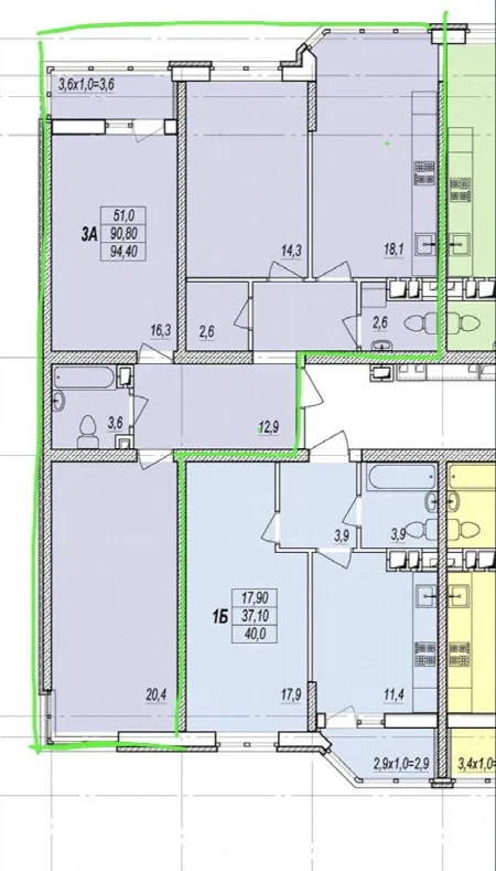 3-комнатная квартира, 95 м², Прохоровский квартал, Молдаванка