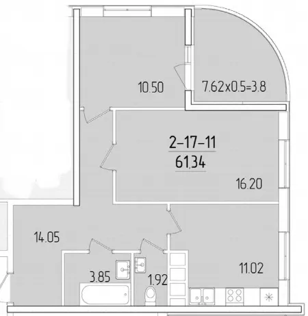 2-комнатная квартира, 61 м², 67 Жемчужина, Фонтан
