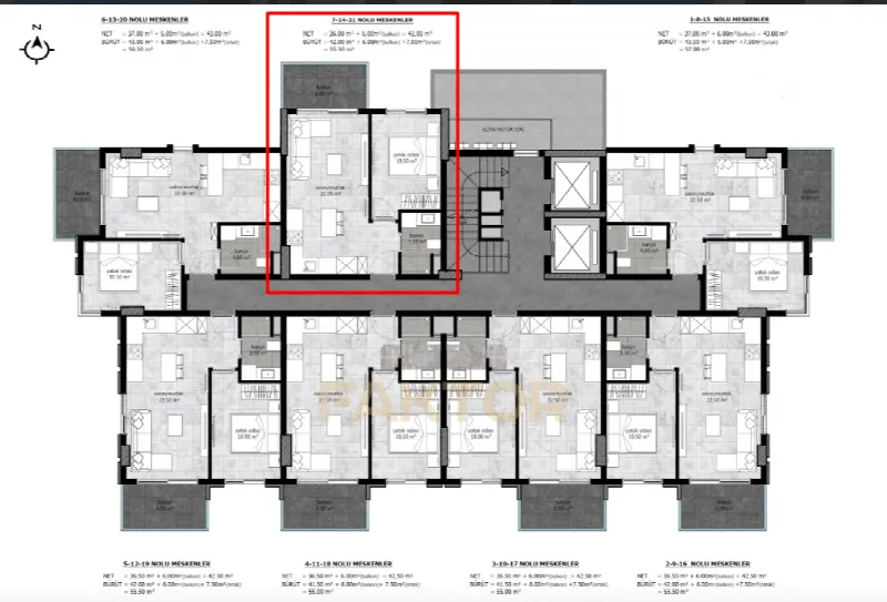2-room apartment 56 m², Alanya, FKT-10058182