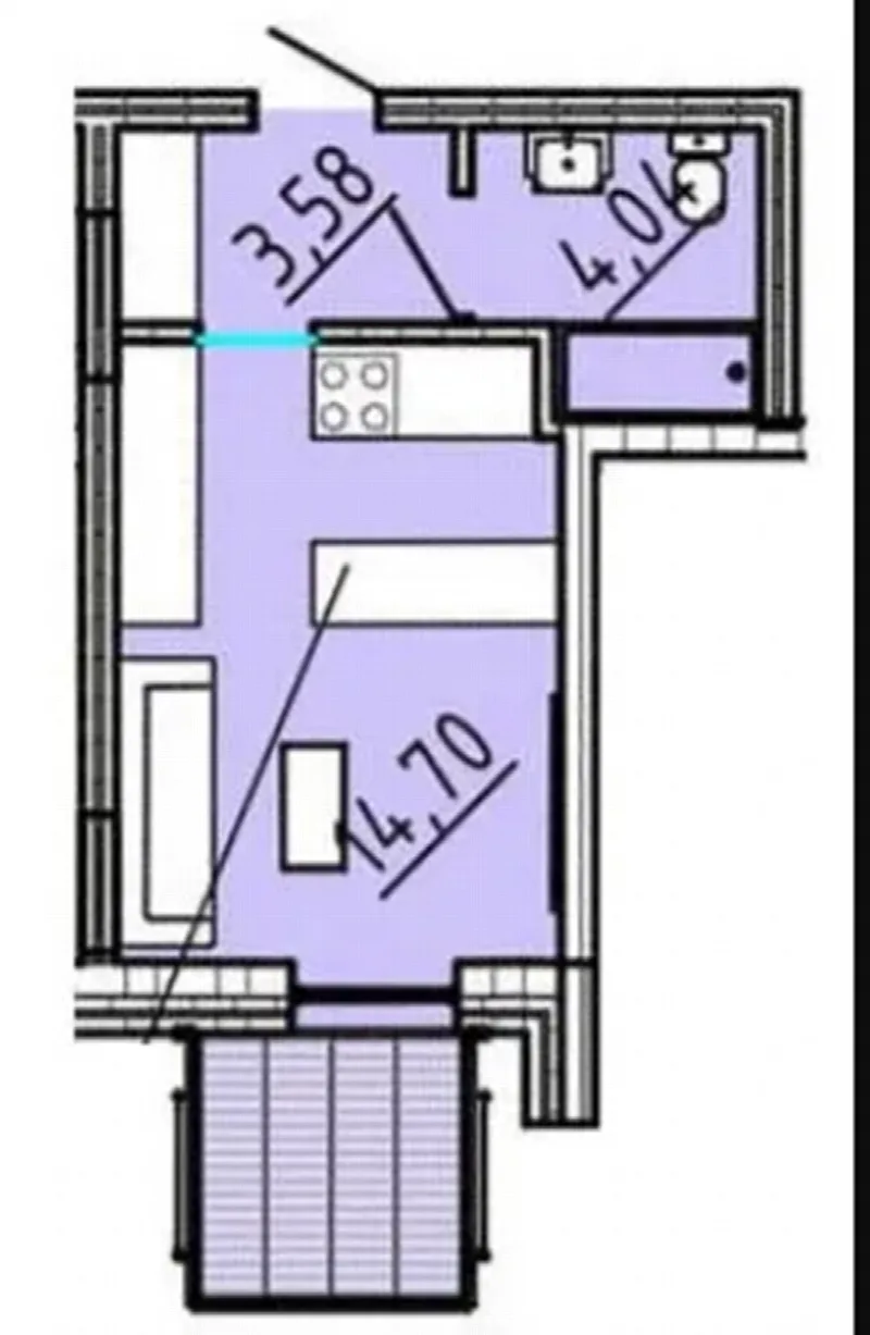 1-комнатная квартира, 24 м², Пространство на Литературной, Фонтан