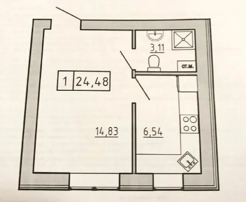 1-комнатная квартира, 24 м², KEKS Жилой городок, Авангард