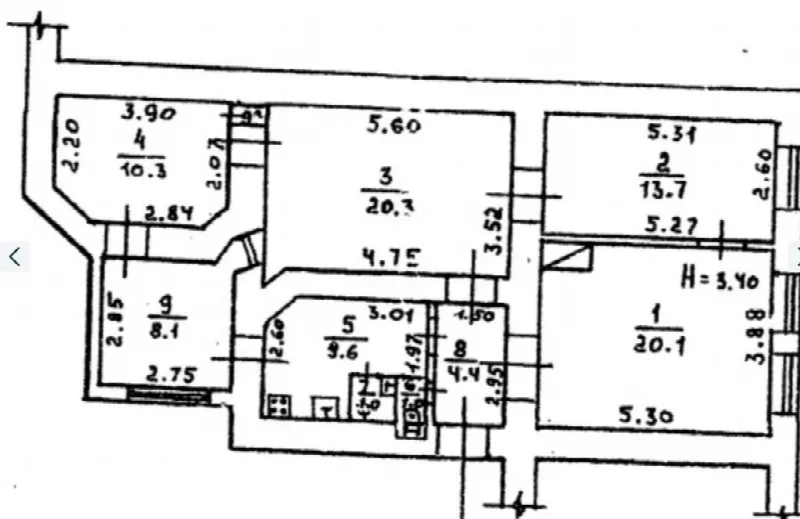 4-кімнатна квартира, 90 м², Центр
