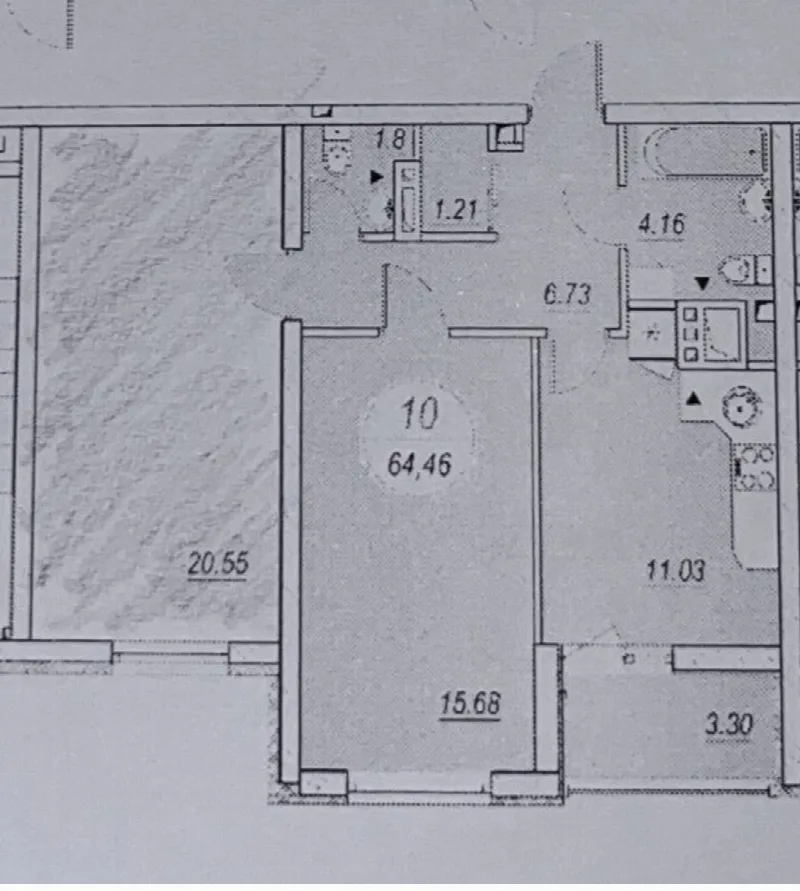 2-комнатная квартира, 64 м², Удобный, Фонтан