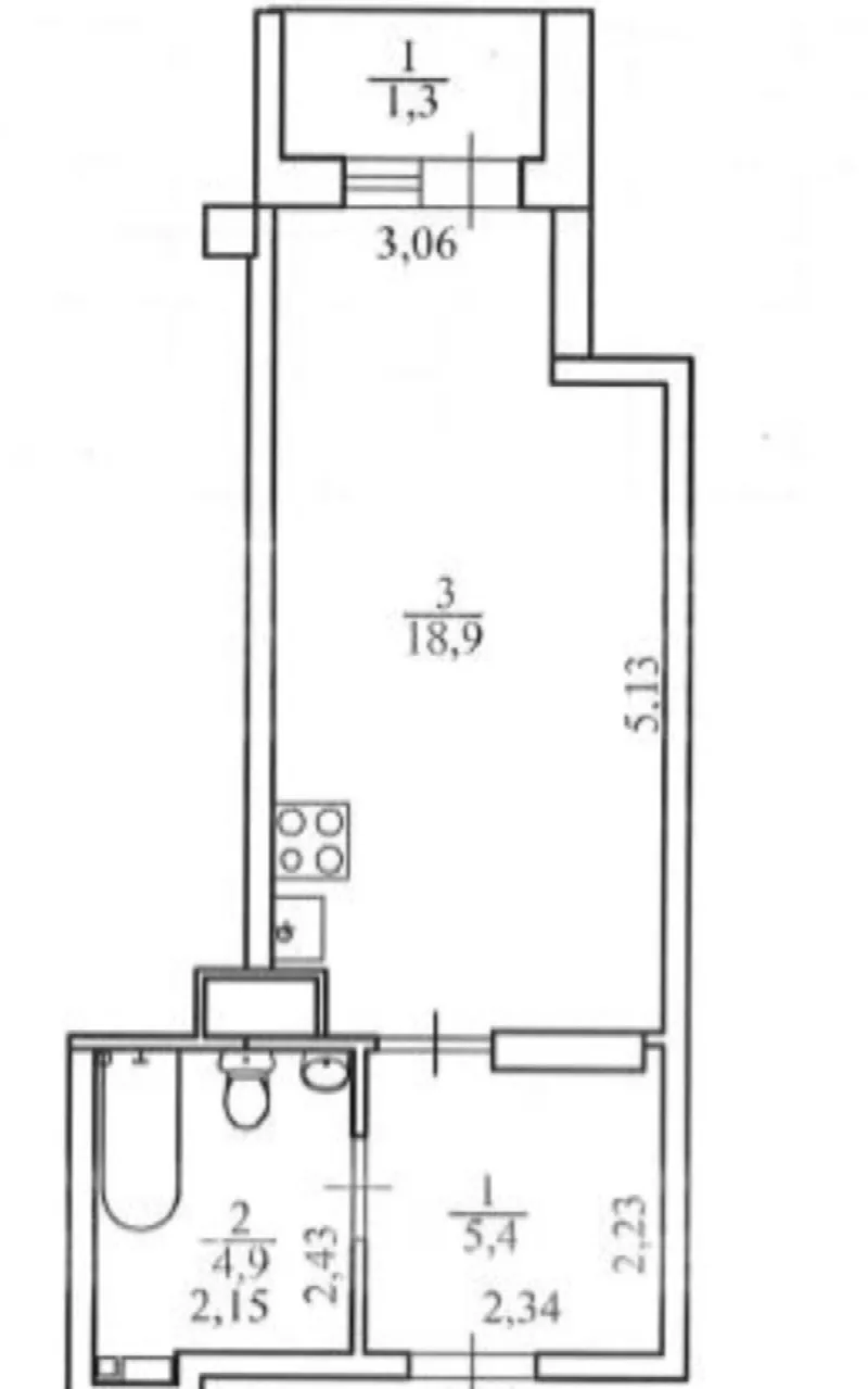 1-кімнатна квартира, 30 м², Pierre, Центр