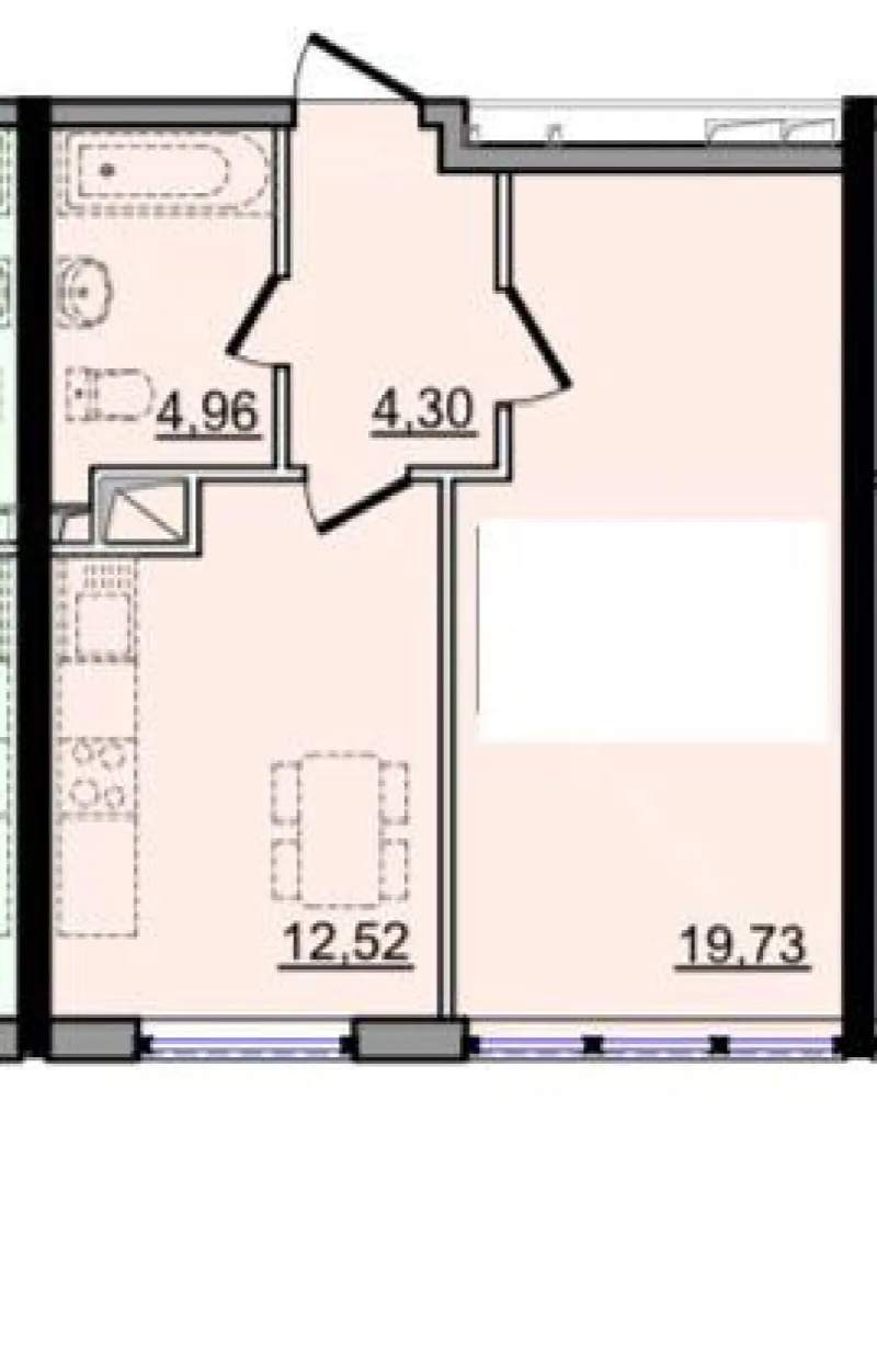 1-room apartment, 41 m², The 54 Pearl, Kotovskoho