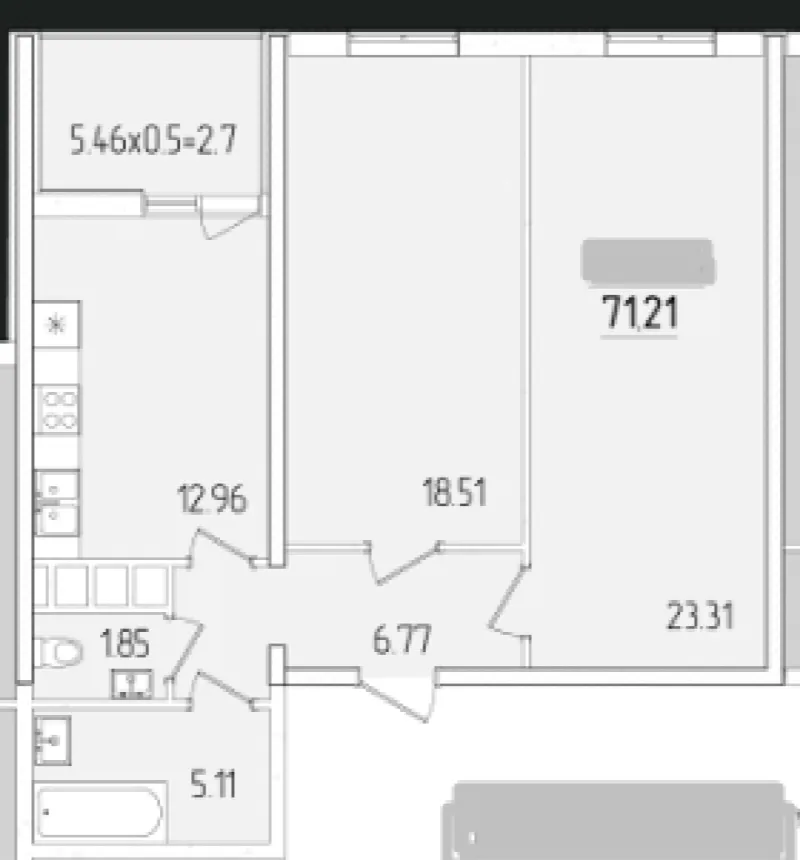 2-кімнатні, 70 м²