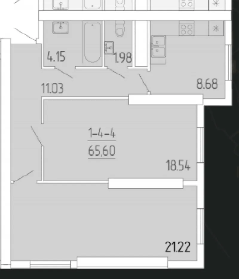 2-кімнатні, 66 м²