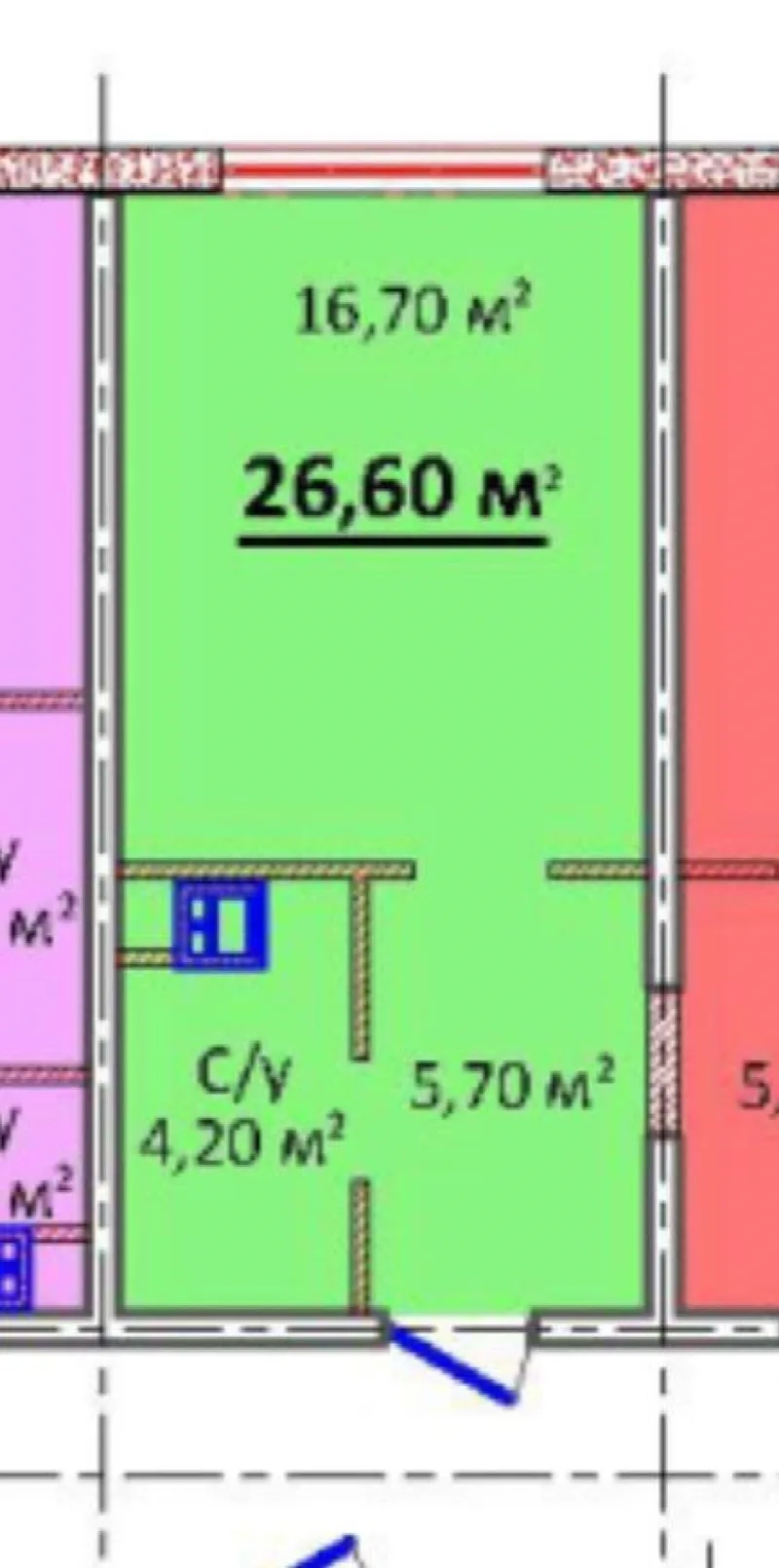 1-кімнатна квартира, 26 м², Літературний, Фонтан
