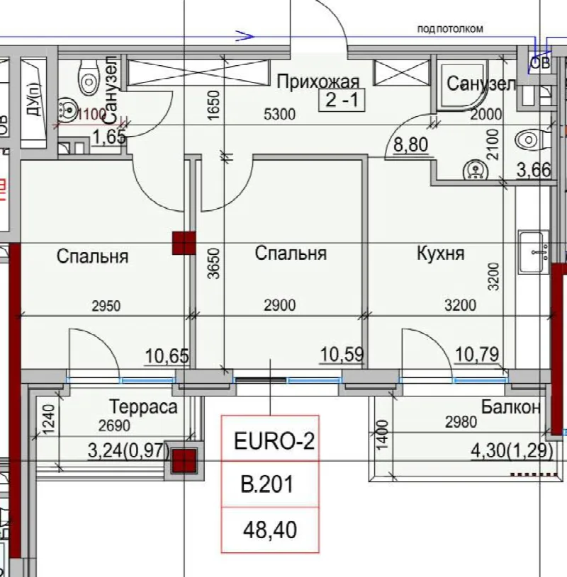 2-room apartment, 48 m², Tairova