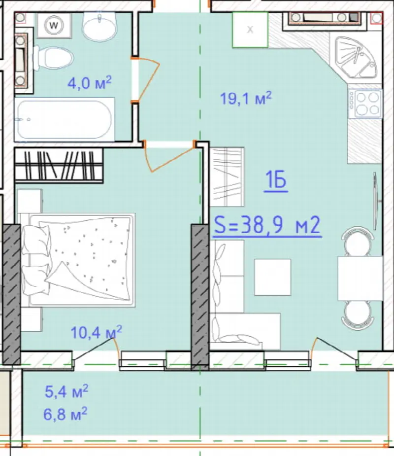 Продажа, Квартира, 1 комната, 39 м², ЖК Таировские сады, Таирова